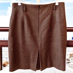 Jones New York Vtg 80's Wool Skirt Straight Houndstooth Plaid USA 14 P